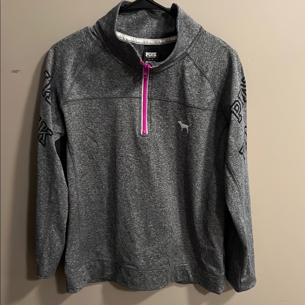 PINK Victoria's Secret Gray Sweatshirt with Pink Zipper